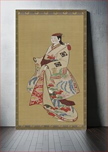 Πίνακας, Tall girl; dress patterned with ho-o bird and kiri flowers