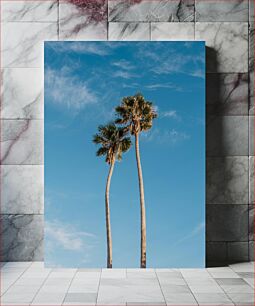 Πίνακας, Tall Palm Trees Against a Blue Sky Ψηλοί φοίνικες ενάντια σε έναν γαλάζιο ουρανό