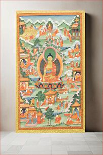 Πίνακας, Tangka with Buddha Seated on Lotus Pedestal, Tibet