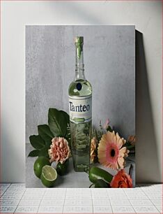 Πίνακας, Tanteo Jalapeño Tequila with Flowers and Limes Tanteo Jalapeño Tequila με λουλούδια και λάιμ