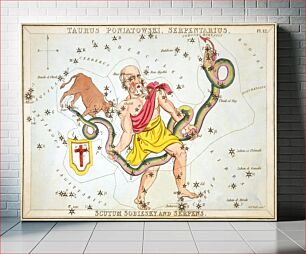 Πίνακας, Taurus Poniatowski, Serpentarius, Scutum Sobiesky, and Serpens, plate 12 in Urania's Mirror, a set of celestial cards accompanied by A familiar treatise on astronomy
