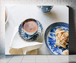 Πίνακας, Tea and Dessert in Blue Porcelain Τσάι και επιδόρπιο σε μπλε πορσελάνη