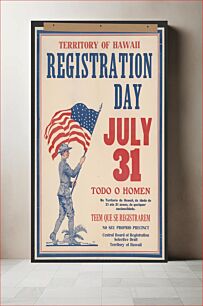 Πίνακας, Territory of Hawaii registration day July 31 (1917) poster