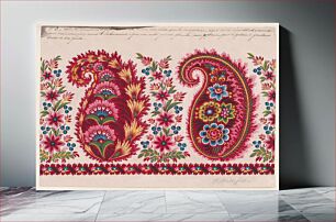 Πίνακας, Textile Design with Paisley Motifs and Garlands of Berry Sprays and Stylized Flowers