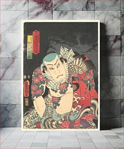 Πίνακας, The Actor Nakamura Fukusuke I as Asahina Tōbei, likened to Lu Zhishen the Tattooed Priest (Kaoshō Rochishin ni hisu), from the “Pine” triptych of the series A Modern Water Margin (Tōsei suikoden) by Utagawa Kuni