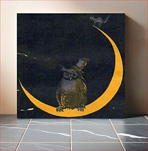 Πίνακας, "The Alcoholic Blues" sheet music coverArtwork shows crescent moon on which sits an owl with a battered top hat, and on one corner of which is a cat with arching back