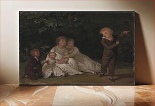 Πίνακας, The artist's five children in a garden.Study by Jens Juel