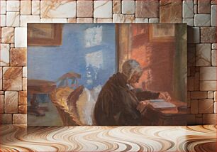 Πίνακας, The artist's mother Ane Hedvig Brøndum in the red living room by Anna Ancher