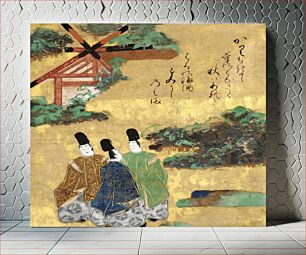 Πίνακας, The beach at Sumiyoshi from the Tales of Ise (1368–1644) vintage Japanese paint by Tawaraya Sotatsu