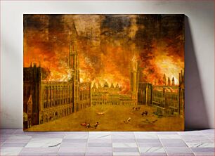 Πίνακας, The Bombardment - Anonymous (1695) - The Grand Place on fire during the night of August 13th to 14th, 1695