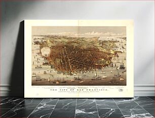 Πίνακας, The city of San Francisco. Birds eye view from the bay looking south-west. (1878) by Currier & Ives