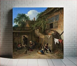Πίνακας, The Cottage Dooryard (1673) by Adriaen van Ostade