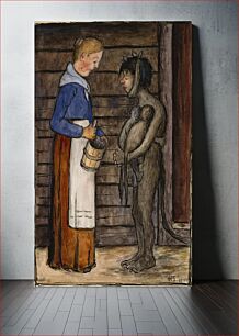 Πίνακας, The farmer's wife and poor devil, 1899, by Hugo Simberg