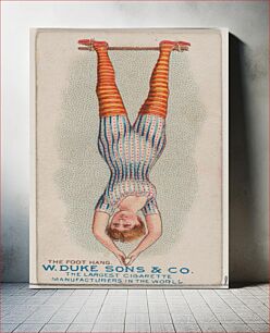 Πίνακας, The Foot Hang, from the Gymnastic Exercises series (N77) for Duke brand cigarettes issued by W. Duke, Sons & Co