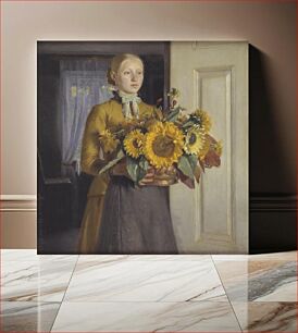 Πίνακας, The girl with the sunflowers by Michael Ancher