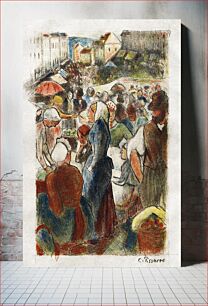 Πίνακας, The Gisors Market, Rue Cappeville (ca. 1894) by Camille Pissarro