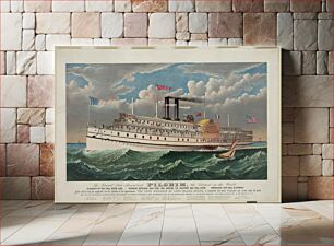 Πίνακας, The grand new steamboat Pilgrim: the largest in the world: flagship of the Fall River line - running between New York and Boston via New port and Fall River - commander: Capt