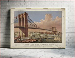 Πίνακας, The great East River suspension bridge--Connecting the cities of New York and Brooklyn Parsons & Atwater, del (1874) by Currier & Ives