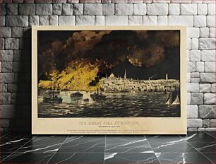 Πίνακας, The Great Fire at Boston by Currier Ives