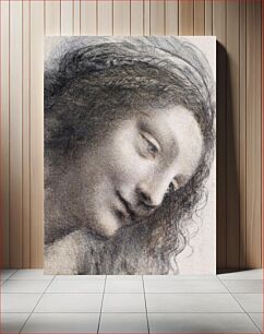 Πίνακας, The Head of the Virgin in Three-Quarter View Facing Right (ca. 1510–1513) by Leonardo da Vinci
