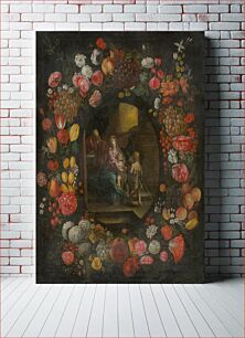 Πίνακας, The holy family in a flower and fruit garland