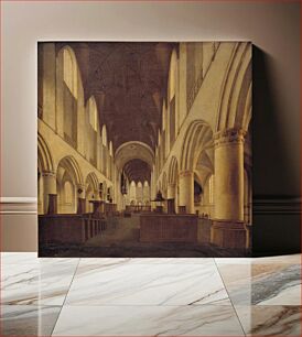 Πίνακας, The interior of S. Bavo in Haarlem.View through the main nave of the church towards the choir by Isaak Van Nickelen