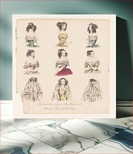 Πίνακας, The last & newest. London & Paris fashions 1842. Millinery & fashionable head dresses