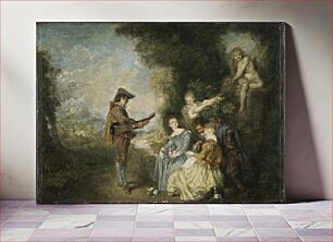 Πίνακας, The Love Lesson, rococo art by Antoine Watteau