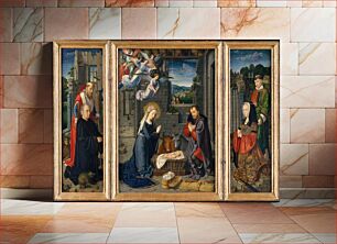 Πίνακας, The Nativity with Donors and Saints Jerome and Leonard by Gerard David