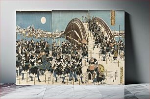 Πίνακας, The Night Attack in The Storehouse of Loyal Retainers: The Twenty-four Major Retainers and the Twenty-three Minor Retainers Assemble at Ryōgoku Bridge by Utagawa Kunisada