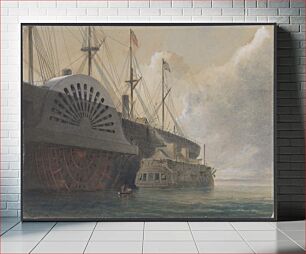 Πίνακας, The Old Frigate Iris with Her Freight of Cable Alongside the Great Eastern at Sheerness: The Cable Passed from the Hulk to the Great Eastern by Robert Charles Dudley