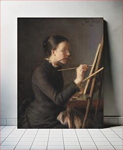 Πίνακας, The Painter Agnes Paulsen, the Artist's Sister, at her Easel by Julius Paulsen