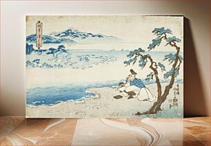 Πίνακας, The Poet Hitomaro on the Shore at Akashi Bay by Utagawa Kunisada