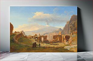 Πίνακας, The Roman Theater at Taormina (1828) by Louise–Joséphine Sarazin de Belmont