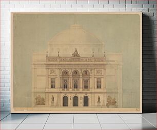 Πίνακας, The RoyalTheater 1874. The facade towards Kgs. Nytorv by Jens Vilhelm Dahlerup
