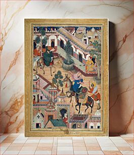 Πίνακας, "The Spy Zambur Brings Mahiya to the City of Tawariq", Folio from a Hamzanama (Book of Hamza), attributed to Kesav Das and Mah Muhammad