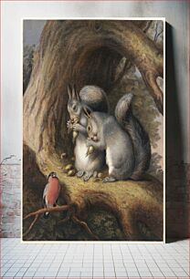 Πίνακας, The squirrels and bird under a tree