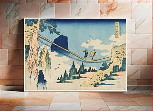 Πίνακας, The Suspension Bridge on the Border of Hida and Etchū Provinces (ca.1834) in high resolution by Katsushika Hokusai