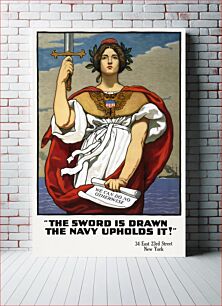Πίνακας, "The sword is drawn, the Navy upholds it!" (1856-1919) chromolithograph art by Kenyon Cox, N.A