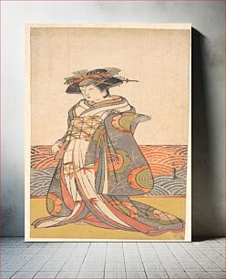 Πίνακας, The Third Segawa Kikunojo as a Woman Standing in a Room Having a Wave-pattern Dado