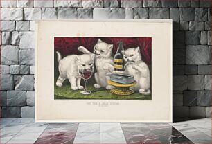 Πίνακας, The three jolly kittens - at the feast (1871) by Currier & Ives