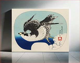 Πίνακας, The ukiyo-e illustration, Hawk by Katsushika Hokusai (1849), a portrait of a flying hawk in the sky