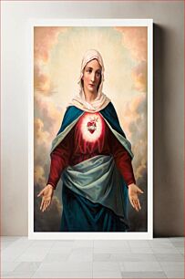 Πίνακας, [The Virgin Mary with heart emblem on chest] (1890), vintage religious illustration
