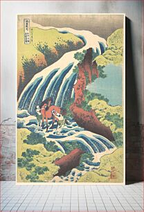 Πίνακας, “The Waterfall Where Yoshitsune Washed His Horse at Yoshino in Yamato Province,” from the series A Tour of Waterfalls in Various Provinces