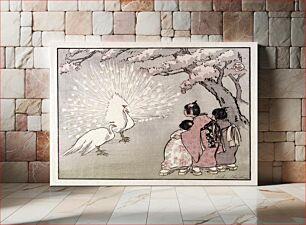 Πίνακας, The white peacock, vintage Japanese woodblock print by Helen Hyde