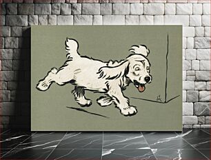 Πίνακας, The White Puppy Book by Cecil Aldin (1910), a white dog ‘Rags’ running emotionally distressed