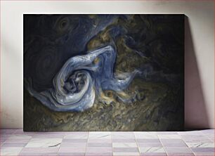 Πίνακας, This color-enhanced image of a massive, raging storm in Jupiter's northern hemisphere was captured by NASA's Juno spacecraft during its ninth close flyby of the gas giant planet