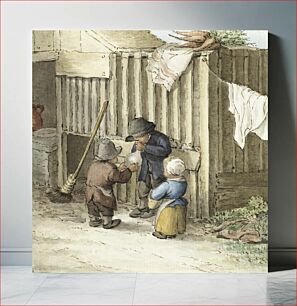 Πίνακας, Three children playing with a pig bladder by Jean Bernard (1775-1883)