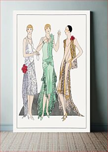 Πίνακας, Three evening dresses with lace from Racine (1929) by V. Racine