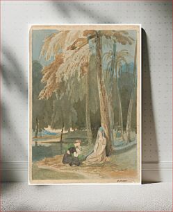 Πίνακας, Three Women Seated by a Wooded Lake (ca. 1826) by Francis Danby